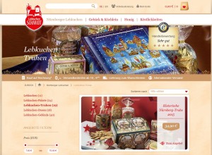Auf der Website von Lebkuchen Schmidt finden Sie ein riesiges Angebot an Lebkuchen-Spezialitäten.
