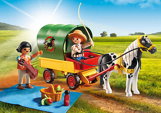 Die Plane der neuen Playmobil Ponywagen (Playmobil 6948) lässt sich abnehmen.
